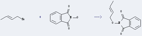 2-Butene, 1-bromo-,(2E)- can be used to produce N-but-2-enyloxy-phthalimide with N-hydroxy-phthalimide.